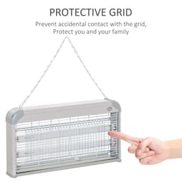 image-Outsunny Mosquito LED Killer Lamp 30 W Wall-mounted Insect Zapper, Steel-Grey