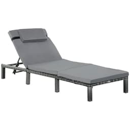 image-Garden Outdoor Rattan Furniture Patio Sun Lounger Recliner , Grey