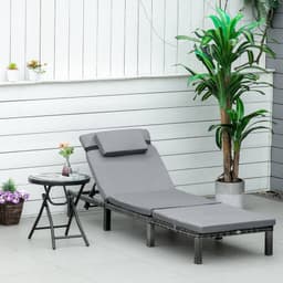 image-Garden Outdoor Rattan Furniture Patio Sun Lounger Recliner , Grey