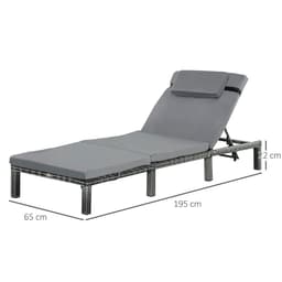 image-Garden Outdoor Rattan Furniture Patio Sun Lounger Recliner , Grey