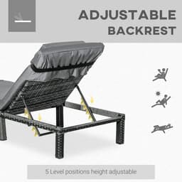 image-Garden Outdoor Rattan Furniture Patio Sun Lounger Recliner , Grey