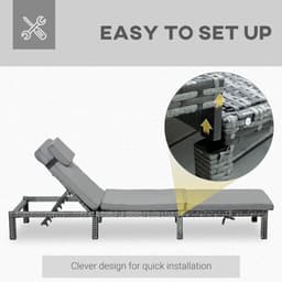 image-Garden Outdoor Rattan Furniture Patio Sun Lounger Recliner , Grey