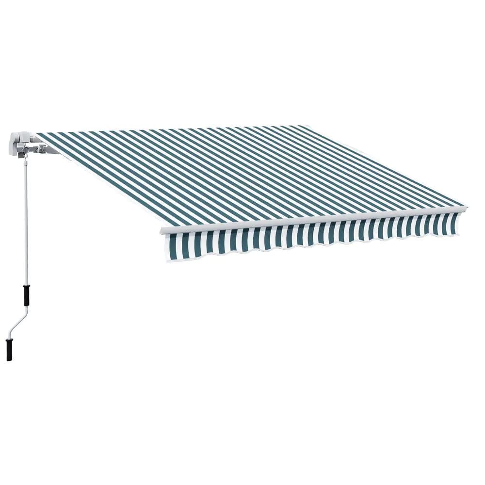 image-Outsunny Awning Sun Shade Canopy Shelter 4m x3m Green & White
