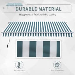 image-Outsunny Awning Sun Shade Canopy Shelter 4m x3m Green & White
