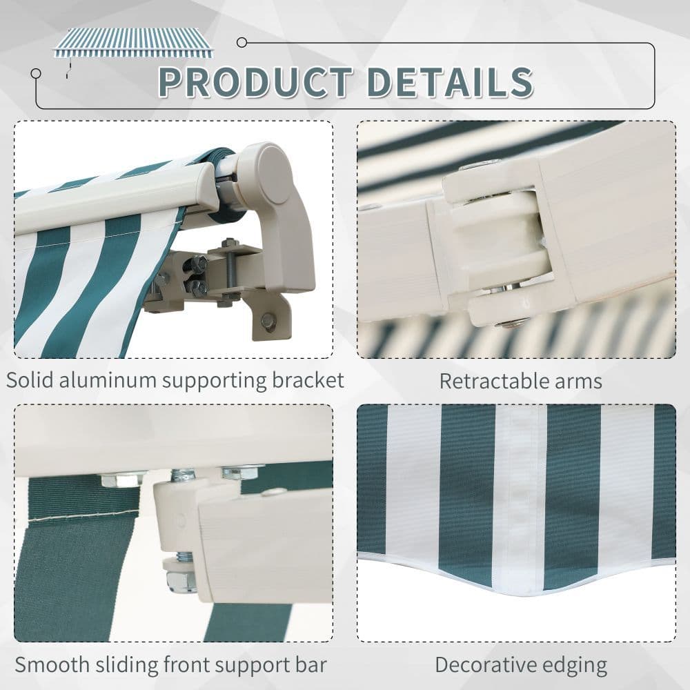image-Outsunny Awning Sun Shade Canopy Shelter 4m x3m Green & White