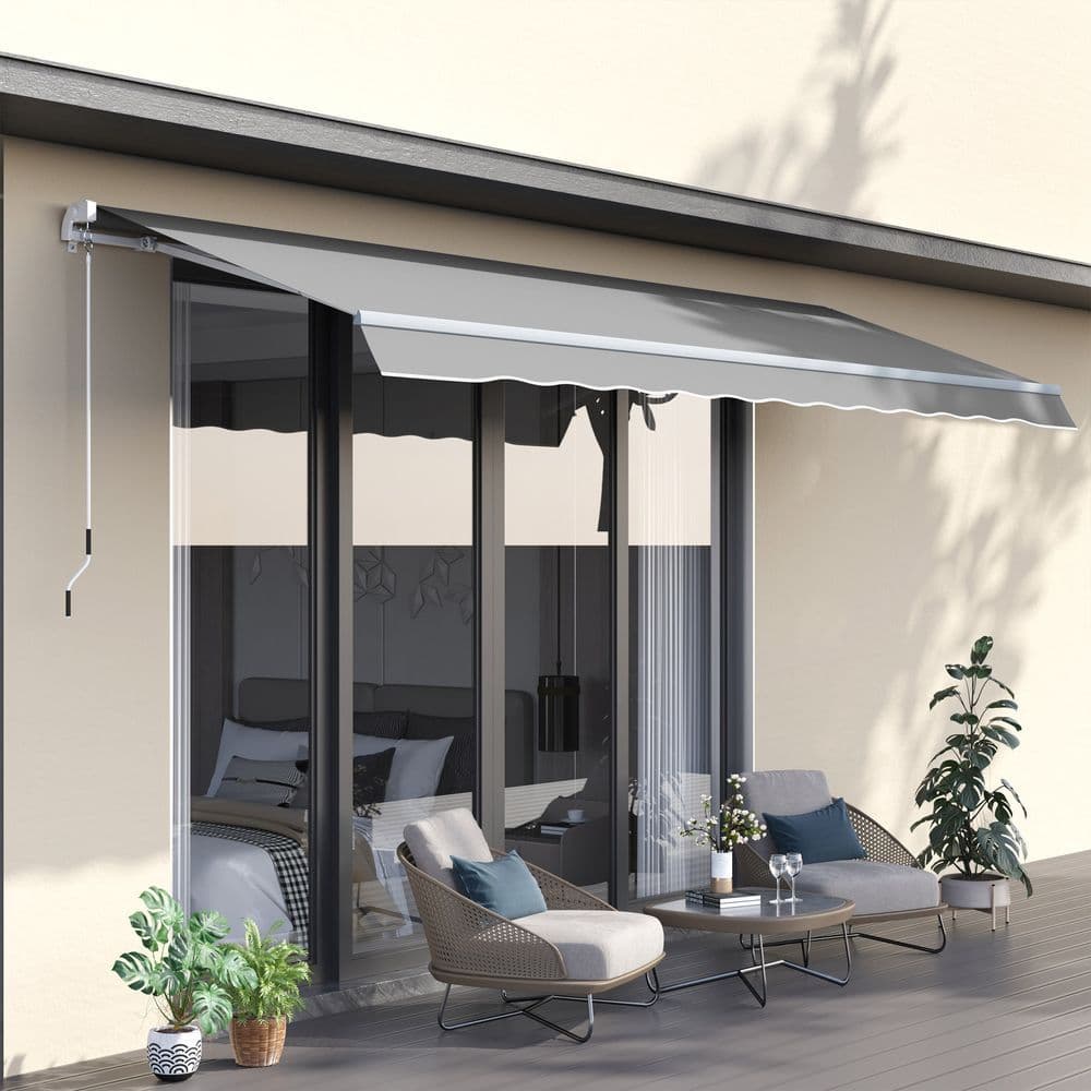 image-Awning Canopy Garden Outdoor Shelter UV Block Aluminium Crank 3 x 2m