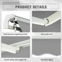 image-Awning Canopy Garden Outdoor Shelter UV Block Aluminium Crank 3 x 2m