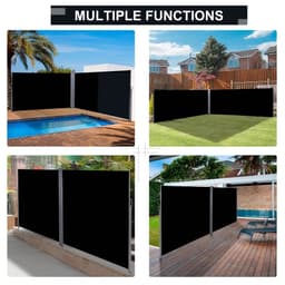 image-6 x 2m Retractable Sun Side Awning Screen Black