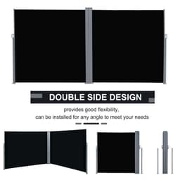 image-6 x 2m Retractable Sun Side Awning Screen Black