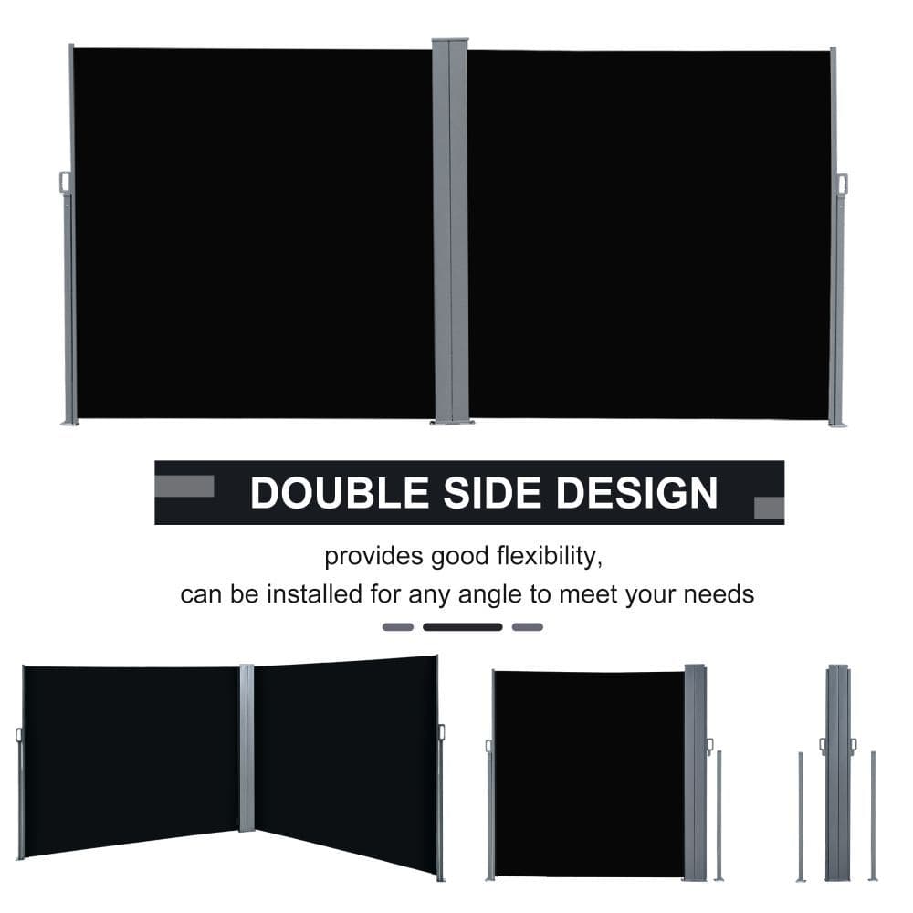 image-6 x 2m Retractable Sun Side Awning Screen Black