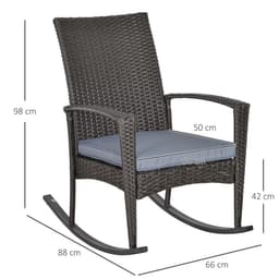 image-Outsunny PE Rattan Outdoor Garden Rocking Chair w/ Cushion Grey