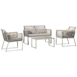 image-4-Seater Patio Wicker Sofa, Metal Frame PE Rattan Tempered Glass Table Grey