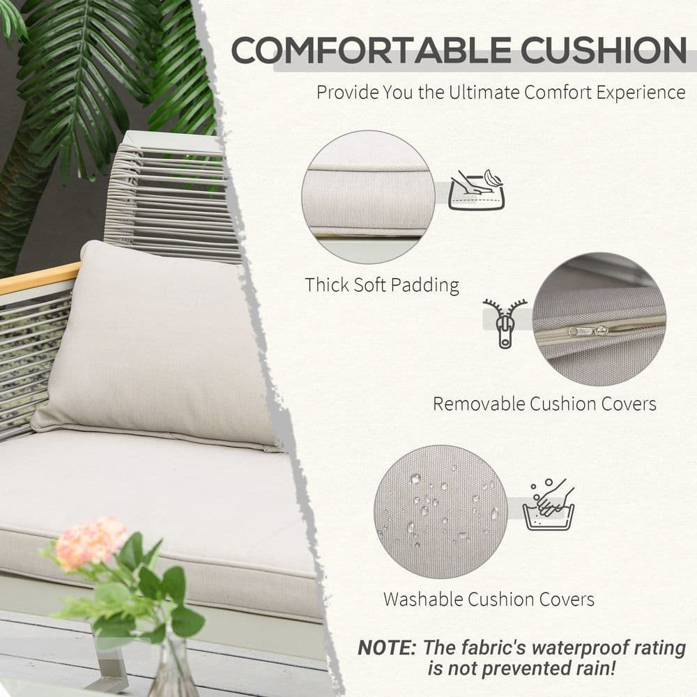 image-4-Seater Patio Wicker Sofa, Metal Frame PE Rattan Tempered Glass Table Grey