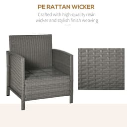 image-Rattan 2 Seater Patio Bistro Set with Cushion Pillow - Grey, Cream White