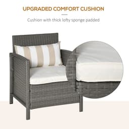 image-Rattan 2 Seater Patio Bistro Set with Cushion Pillow - Grey, Cream White