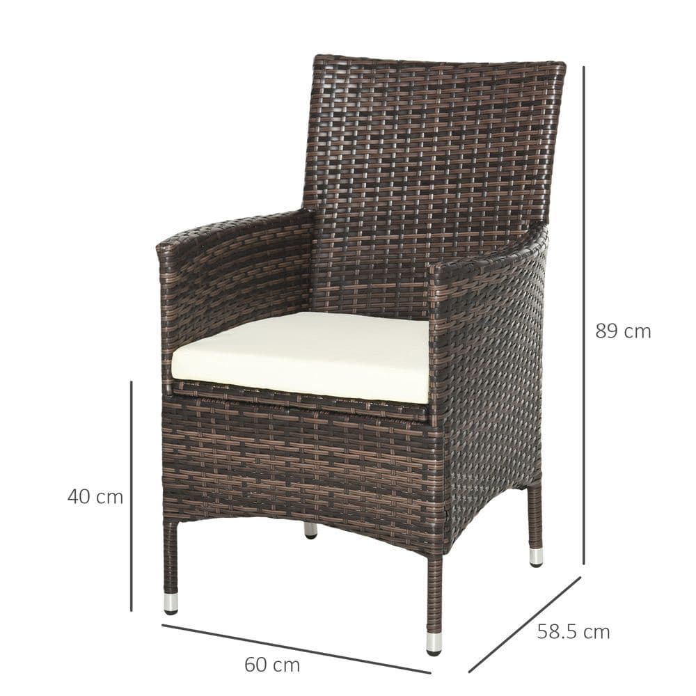 image-2 Seater Outdoor Rattan Armchair w/ Armrests Cushions Mixed Brown