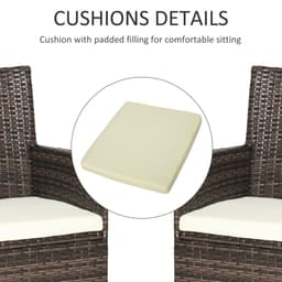 image-2 Seater Outdoor Rattan Armchair w/ Armrests Cushions Mixed Brown