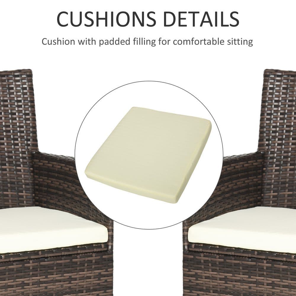image-2 Seater Outdoor Rattan Armchair w/ Armrests Cushions Mixed Brown