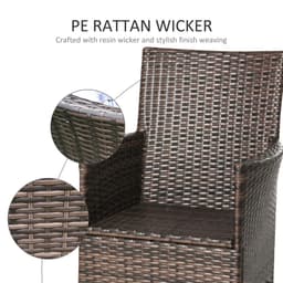 image-2 Seater Outdoor Rattan Armchair w/ Armrests Cushions Mixed Brown