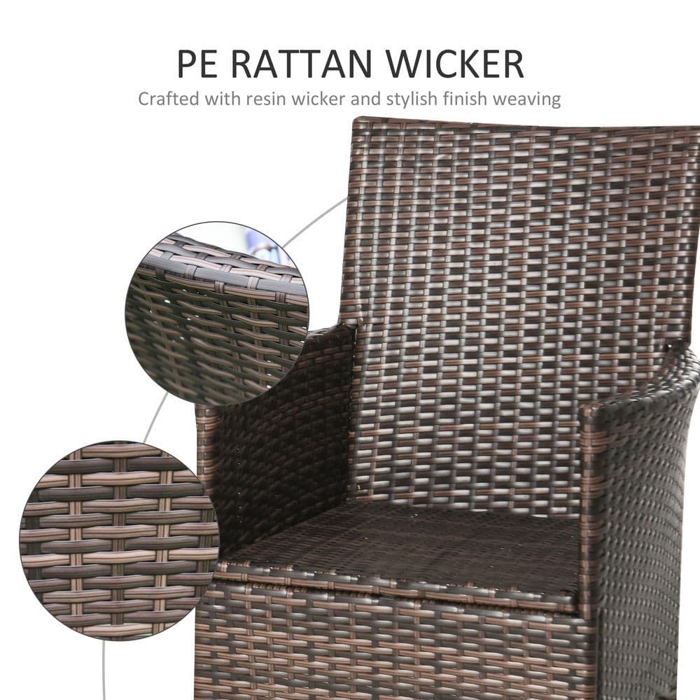 image-2 Seater Outdoor Rattan Armchair w/ Armrests Cushions Mixed Brown