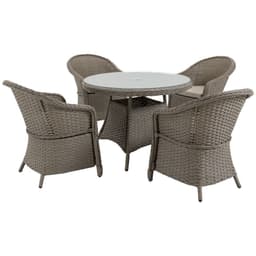 image-5 Pieces Outdoor Patio PE Rattan Dining Set, Four Seater , Grey