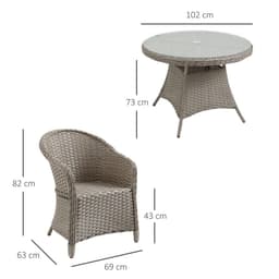 image-5 Pieces Outdoor Patio PE Rattan Dining Set, Four Seater , Grey