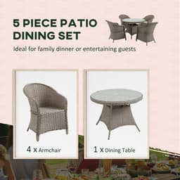image-5 Pieces Outdoor Patio PE Rattan Dining Set, Four Seater , Grey