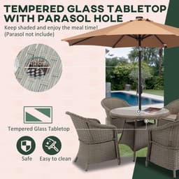 image-5 Pieces Outdoor Patio PE Rattan Dining Set, Four Seater , Grey