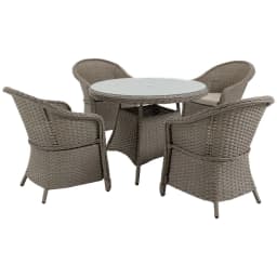 image-5 Pieces Outdoor Patio PE Rattan Dining Set, Four Seater , Grey