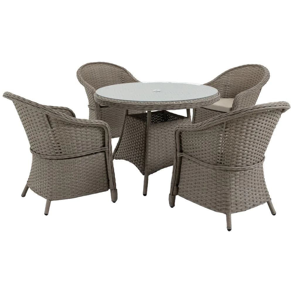 image-5 Pieces Outdoor Patio PE Rattan Dining Set, Four Seater , Grey