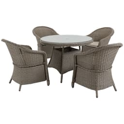 image-5 Pieces Outdoor Patio PE Rattan Dining Set, Four Seater , Grey