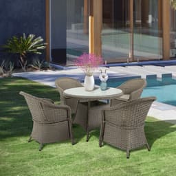 image-5 Pieces Outdoor Patio PE Rattan Dining Set, Four Seater , Grey