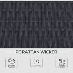 image-2 Seater Rattan Lounger Adjustable Cushions Black