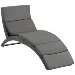 image-Garden Patio Rattan Wicker Folding Sun Lounger Cushion Grey