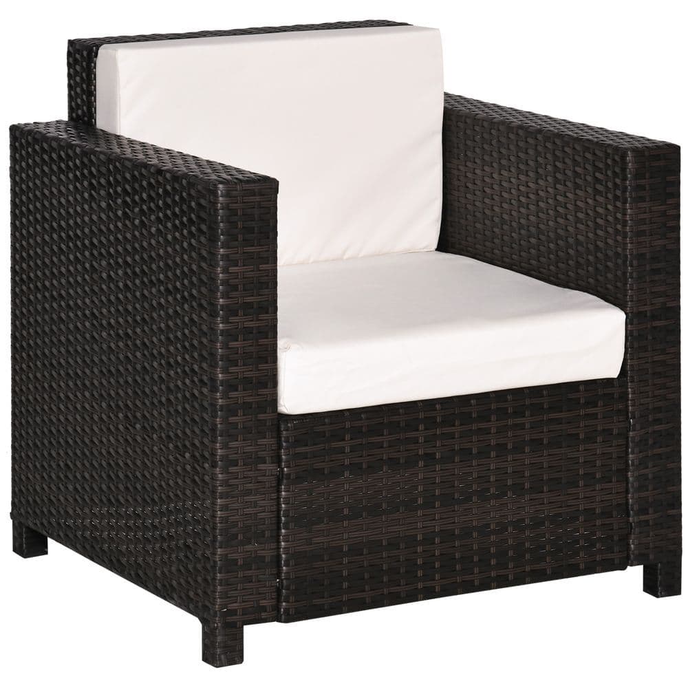 image-Rattan Single Sofa Chair Garden Wicker Weave Armchair Fire Resistant Brown