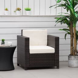 image-Rattan Single Sofa Chair Garden Wicker Weave Armchair Fire Resistant Brown