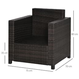image-Rattan Single Sofa Chair Garden Wicker Weave Armchair Fire Resistant Brown