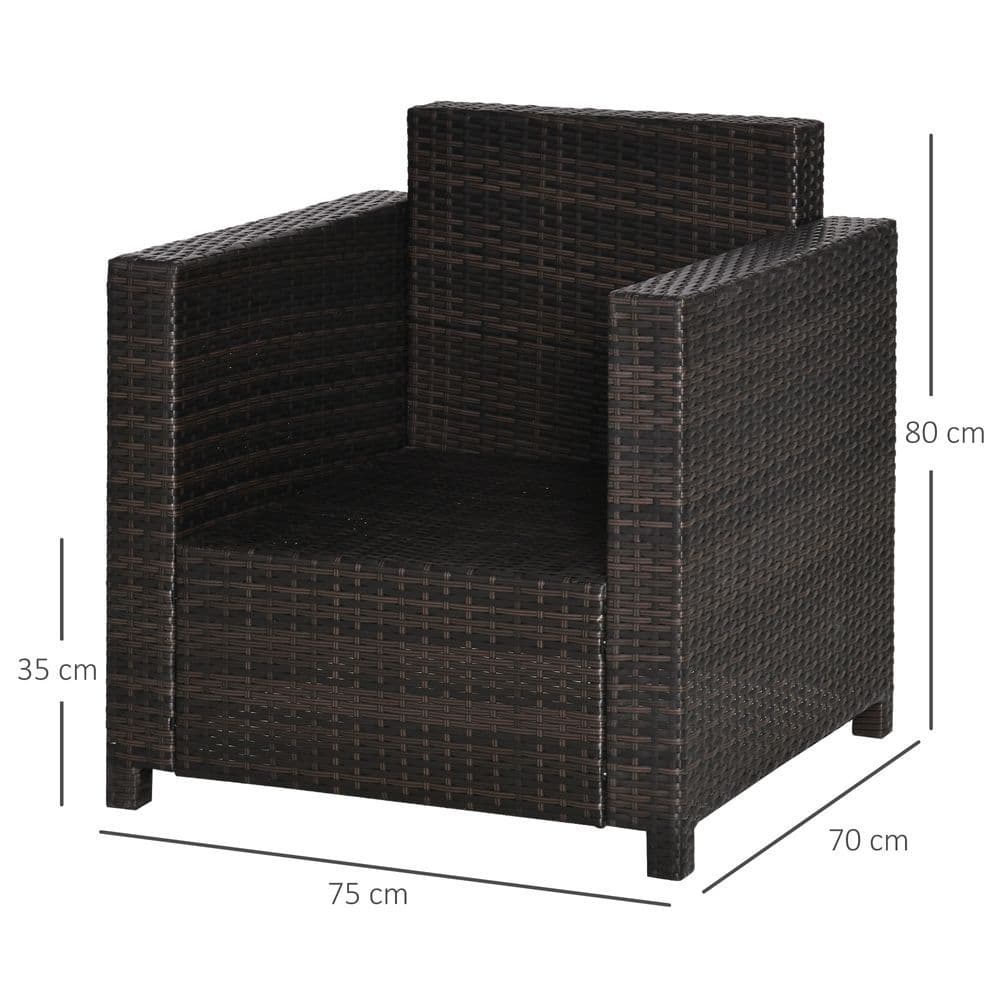 image-Rattan Single Sofa Chair Garden Wicker Weave Armchair Fire Resistant Brown