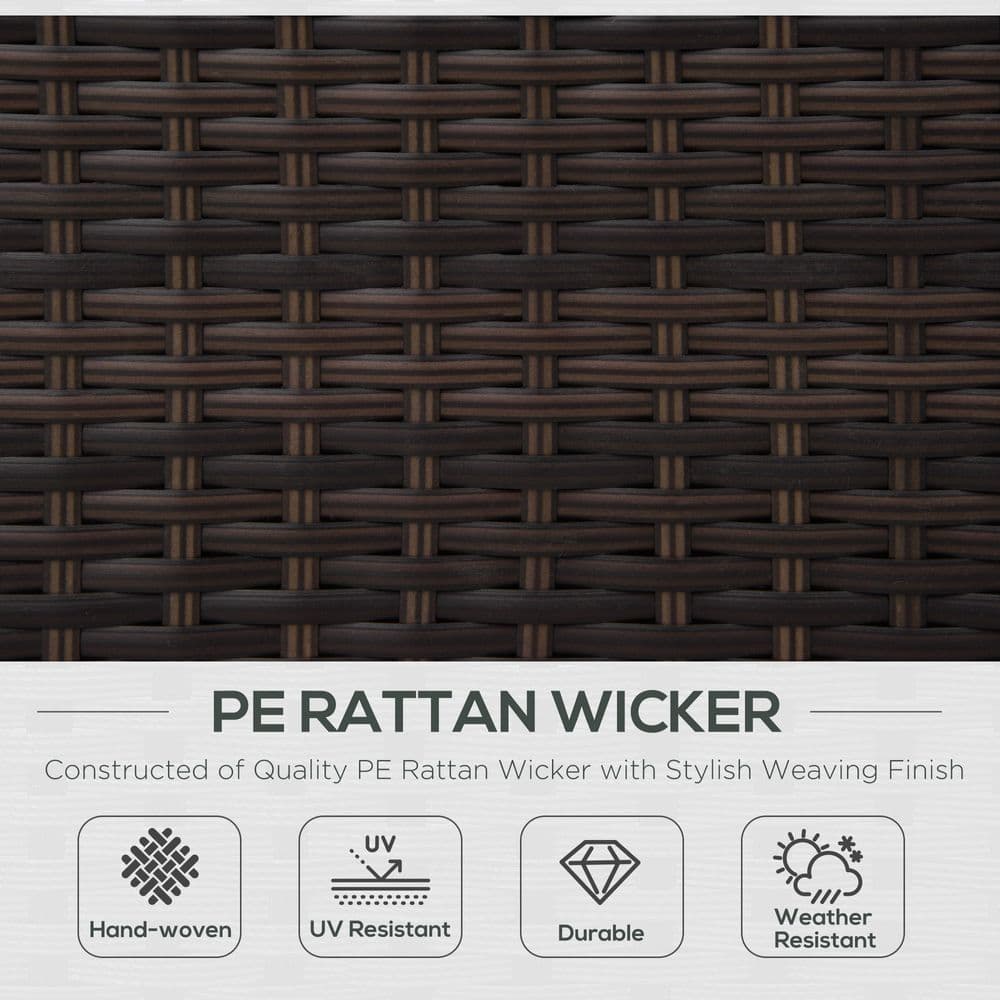 image-Rattan Single Sofa Chair Garden Wicker Weave Armchair Fire Resistant Brown