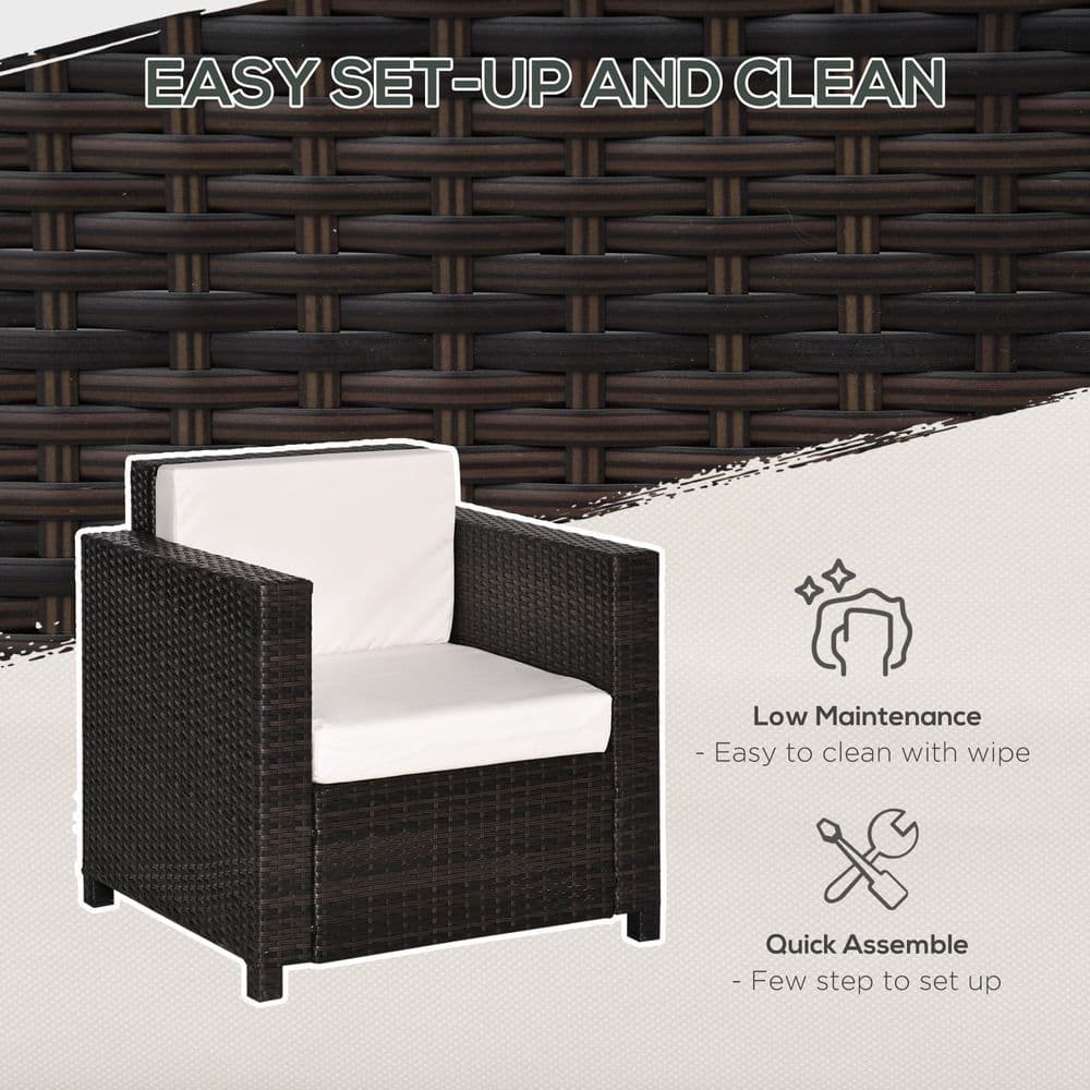 image-Rattan Single Sofa Chair Garden Wicker Weave Armchair Fire Resistant Brown
