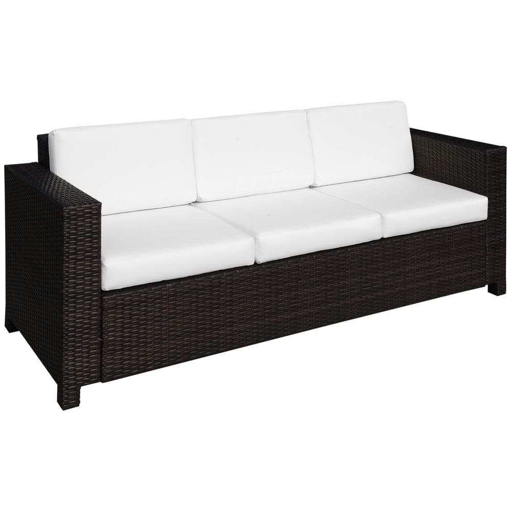 image-3 Seater Rattan Sofa Brown Wicker Weave Metal Frame Chair Outdoor Furniture