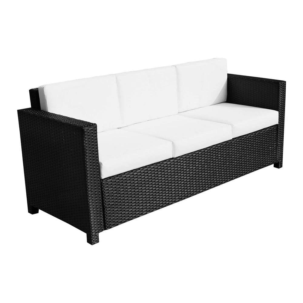 image-3 Seater Rattan Garden Sofa Black Outdoor Patio Wicker Weave Furniture Chair