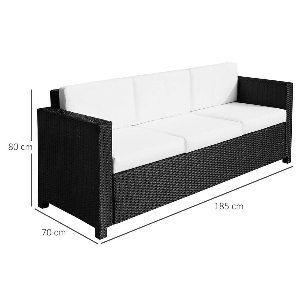 image-3 Seater Rattan Garden Sofa Black Outdoor Patio Wicker Weave Furniture Chair
