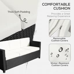 image-3 Seater Rattan Garden Sofa Black Outdoor Patio Wicker Weave Furniture Chair