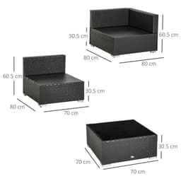 image-6-Seater Garden Rattan Sofa Seat Coffee Table W/Cushion Dark Brown