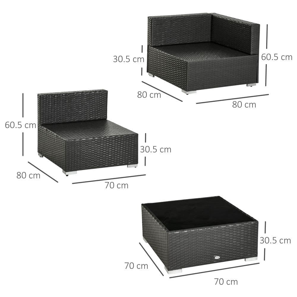image-6-Seater Garden Rattan Sofa Seat Coffee Table W/Cushion Dark Brown