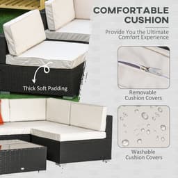 image-6-Seater Garden Rattan Sofa Seat Coffee Table W/Cushion Dark Brown