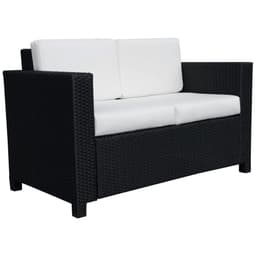 image-Outsunny 2 Seater Rattan Garden Sofa Black Double Couch Loveseat Wicker