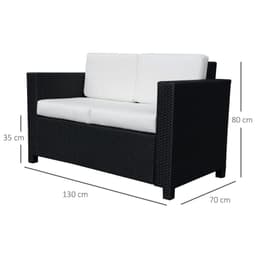 image-Outsunny 2 Seater Rattan Garden Sofa Black Double Couch Loveseat Wicker