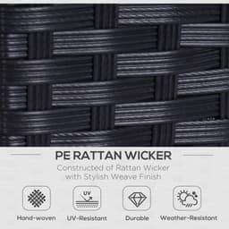 image-Outsunny 2 Seater Rattan Garden Sofa Black Double Couch Loveseat Wicker
